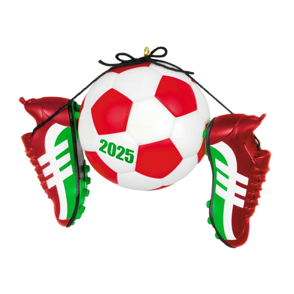 Hallmark Keepsake 2025 Soccer Star Christmas Ornament Red White Ball Cleats